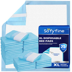 SOFYFINE bed pad with adhesive strips keeps pads in place overnight.