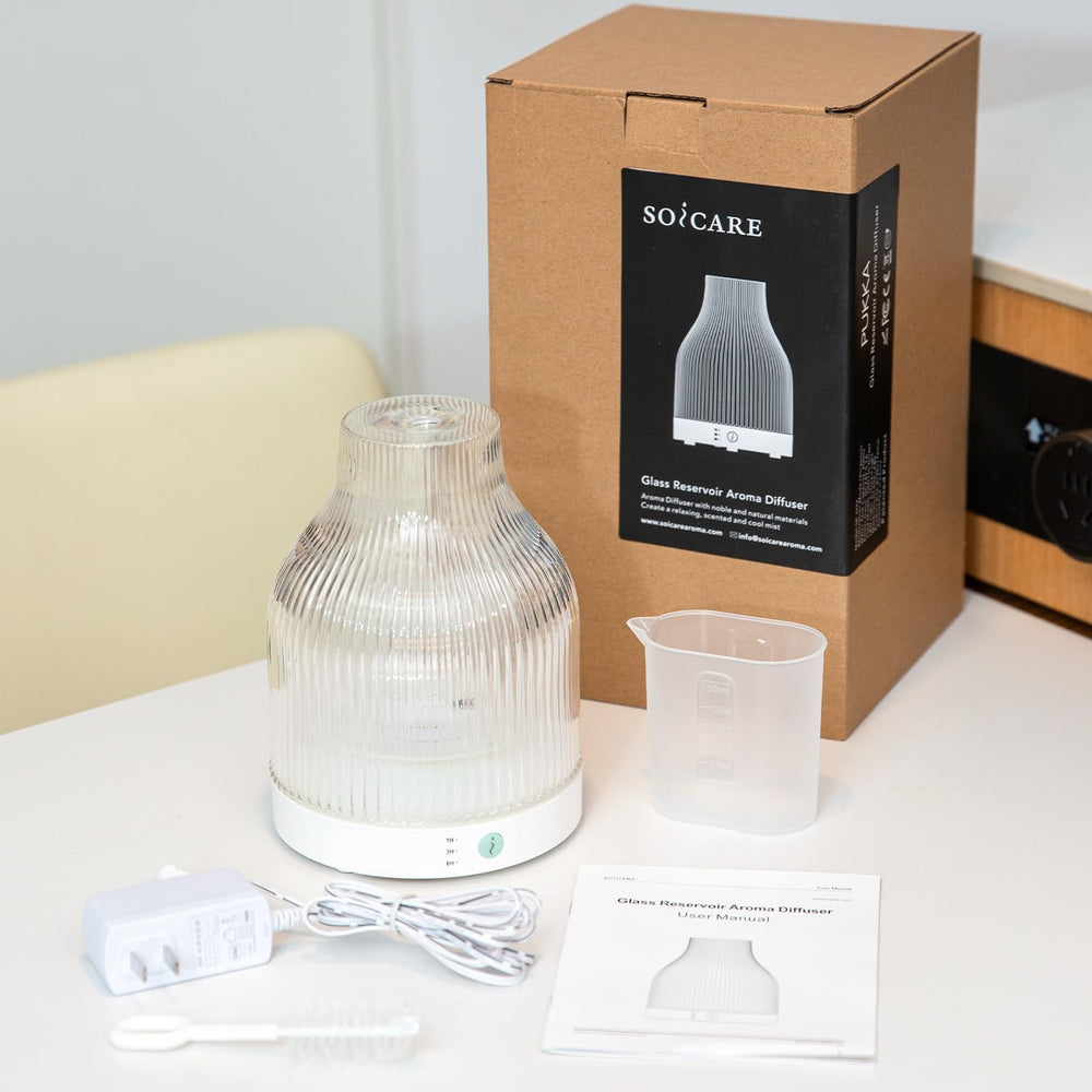 SOICARE glass reservoir diffuser ideal for home, office, and bedroom setups