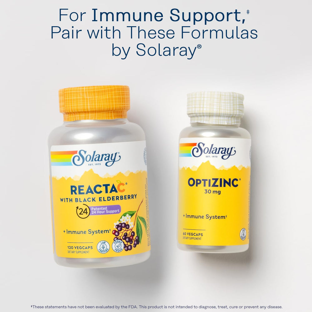 SOLARAY bottle shows 100 VegCaps label for convenient daily use.