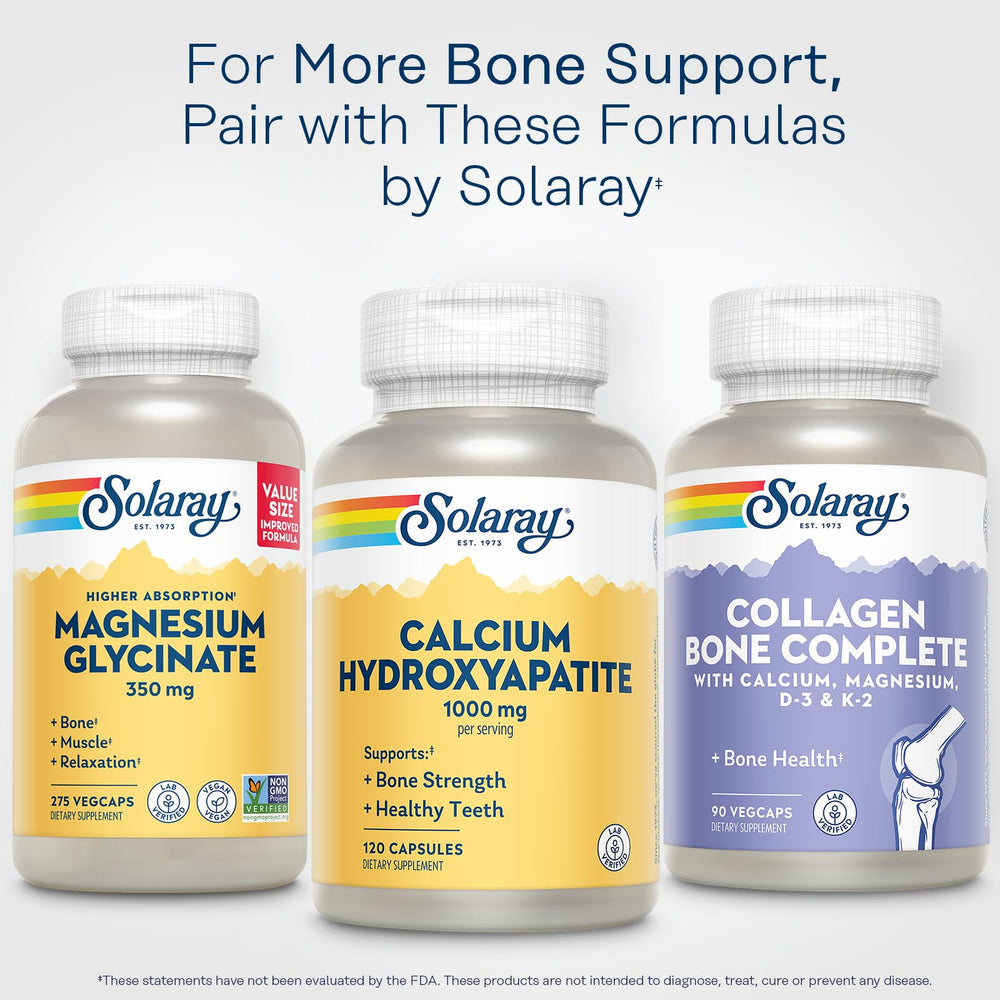 Solaray Calcium Hydroxyapatite bottle reflects decades of expertise
