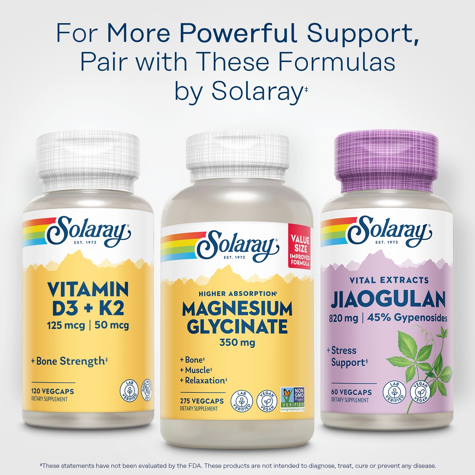 Capsules ready to use on shelf showing 60 servings per bottle.