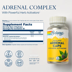 SOLARAY Adrenal Caps label ingredients with herb activators