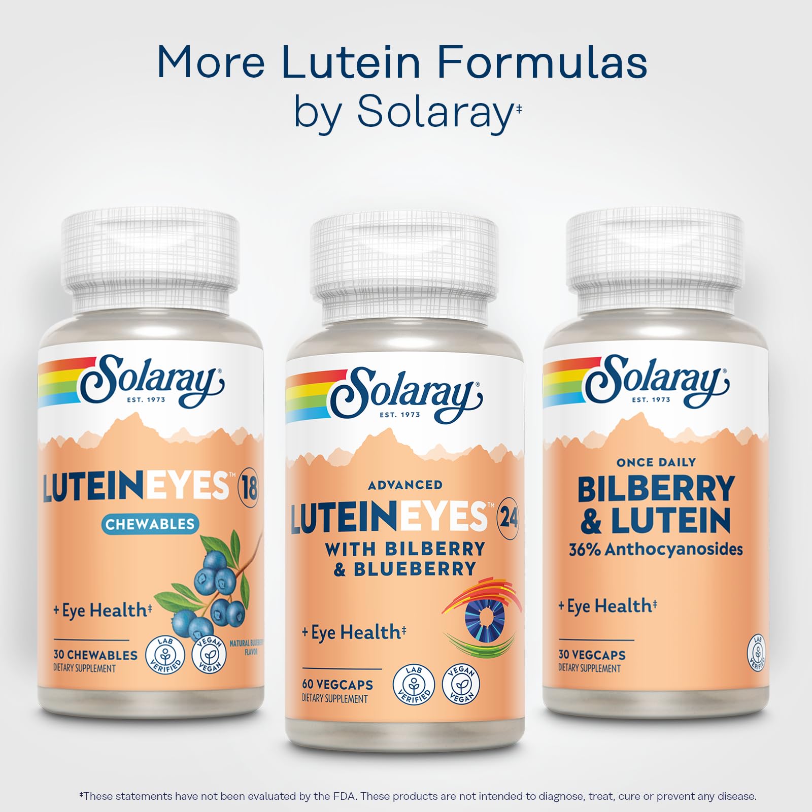 SOLARAY Advanced Lutein Eyes 24mg 60 VegCaps on shelf for easy daily intake