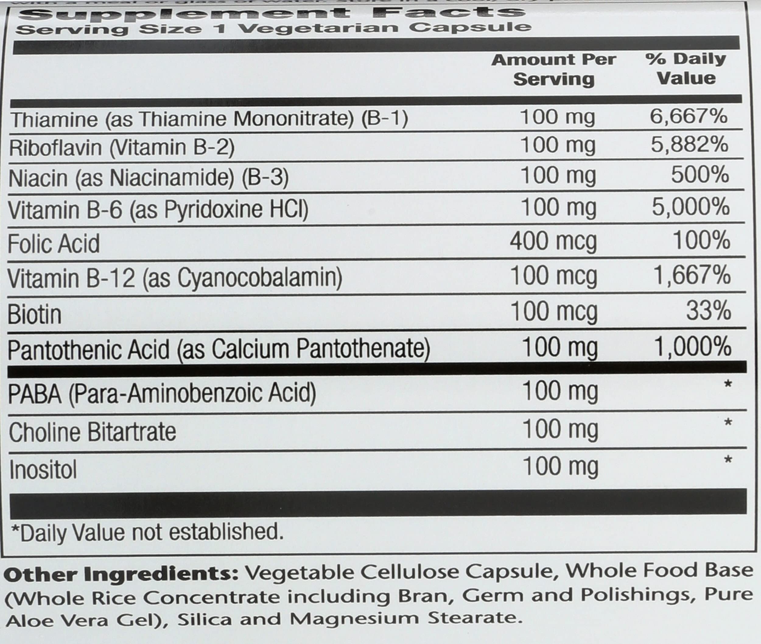 Solaray B-Complex 100 mg packaging display showing comprehensive vitamin B.
