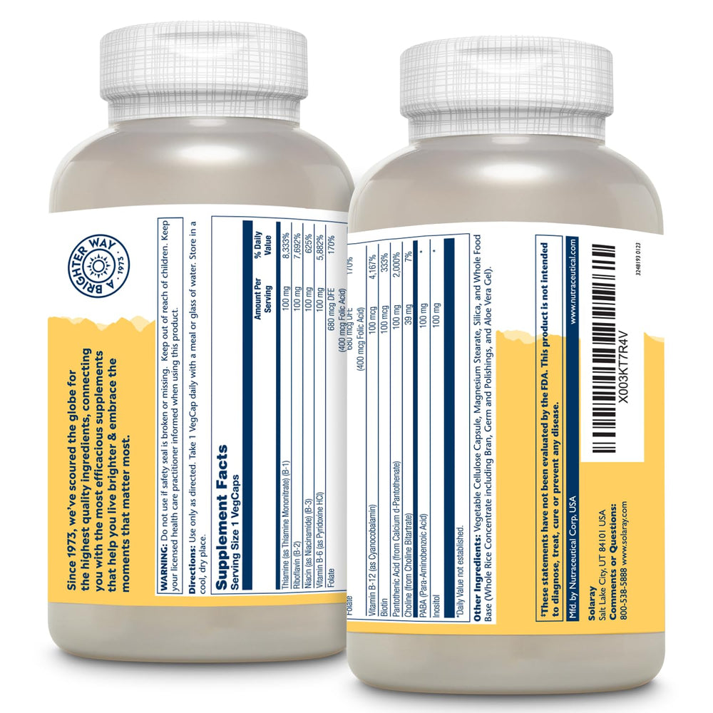 SOLARAY Vitamin B Complex label view highlighting Biotin and B vitamins for beauty support