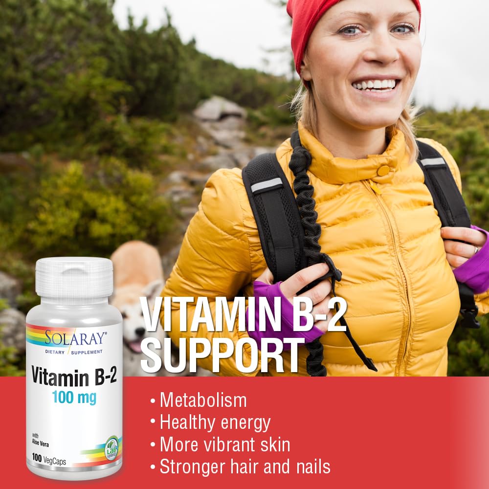SOLARAY B-2 capsules closeup with Aloe Vera blend.