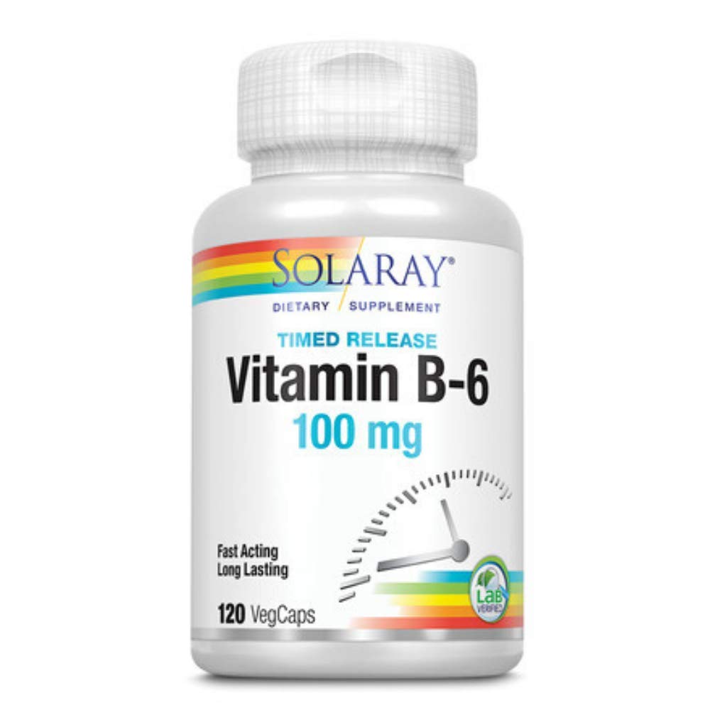 Solaray B-6 TSTR timed-release bottle delivers a steady B vitamin supply for daily routines