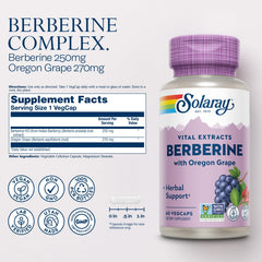 SOLARAY Berberine capsules in vegan vegcaps for convenient daily use