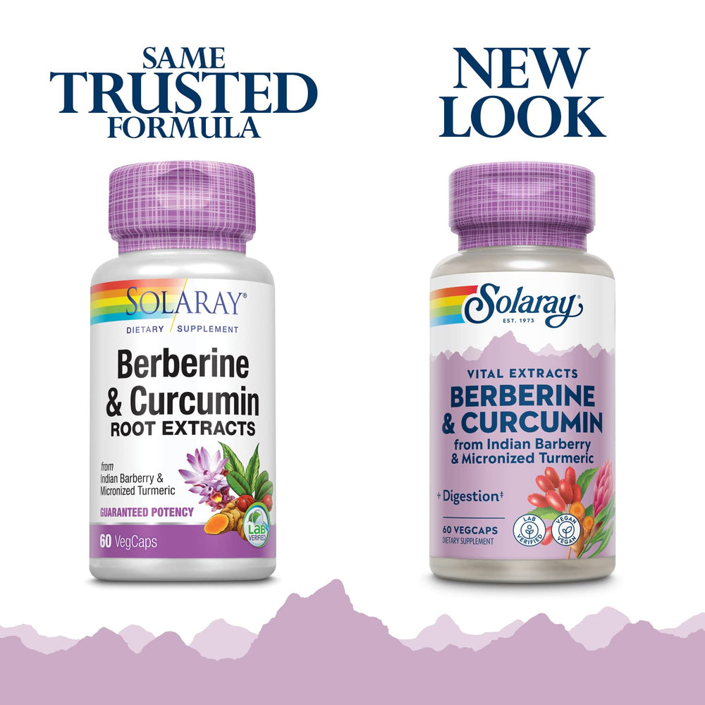 Capsules closeup showing berberine-curcumin composition and micronized curcumin.