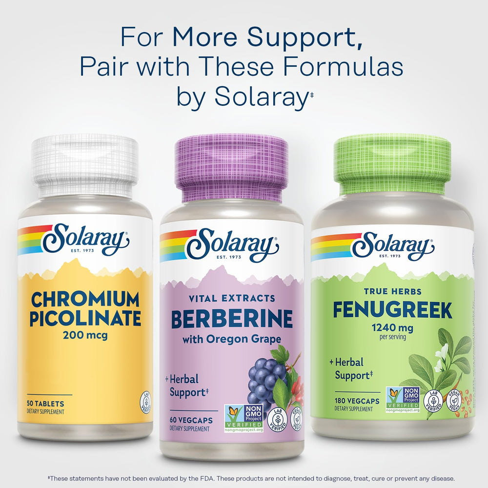 SOLARAY Berberine vegan non-GMO badge on bottle