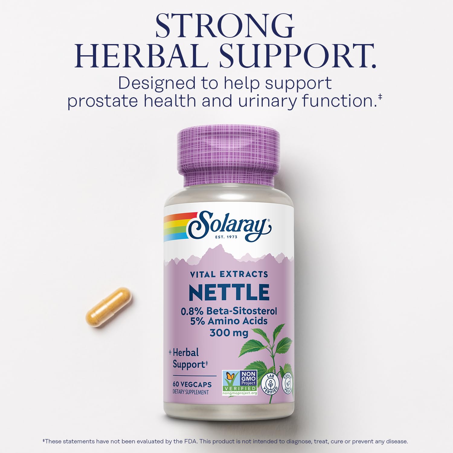 Solaray beta-sitosterol formula label, potential prostate support.