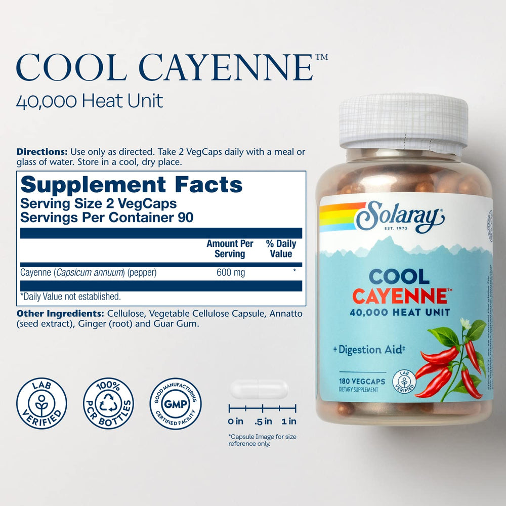 SOLARAY Bio-Cool process capsules deliver a cool feel and digestion-friendly experience.