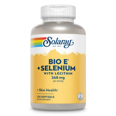 Solaray Bio E with Selenium bottle front highlighting high-potency vitamin E for antioxidant support.