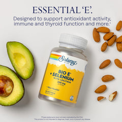 Solaray Vitamin E softgels close-up for easy daily intake.