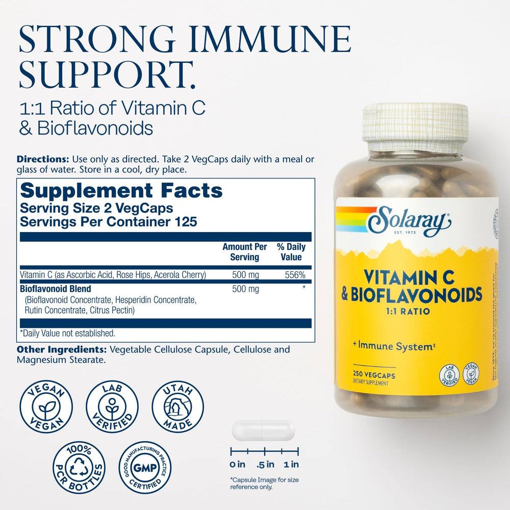 SOLARAY citrus bioflavonoids blend jar highlighting immune-support nutrients