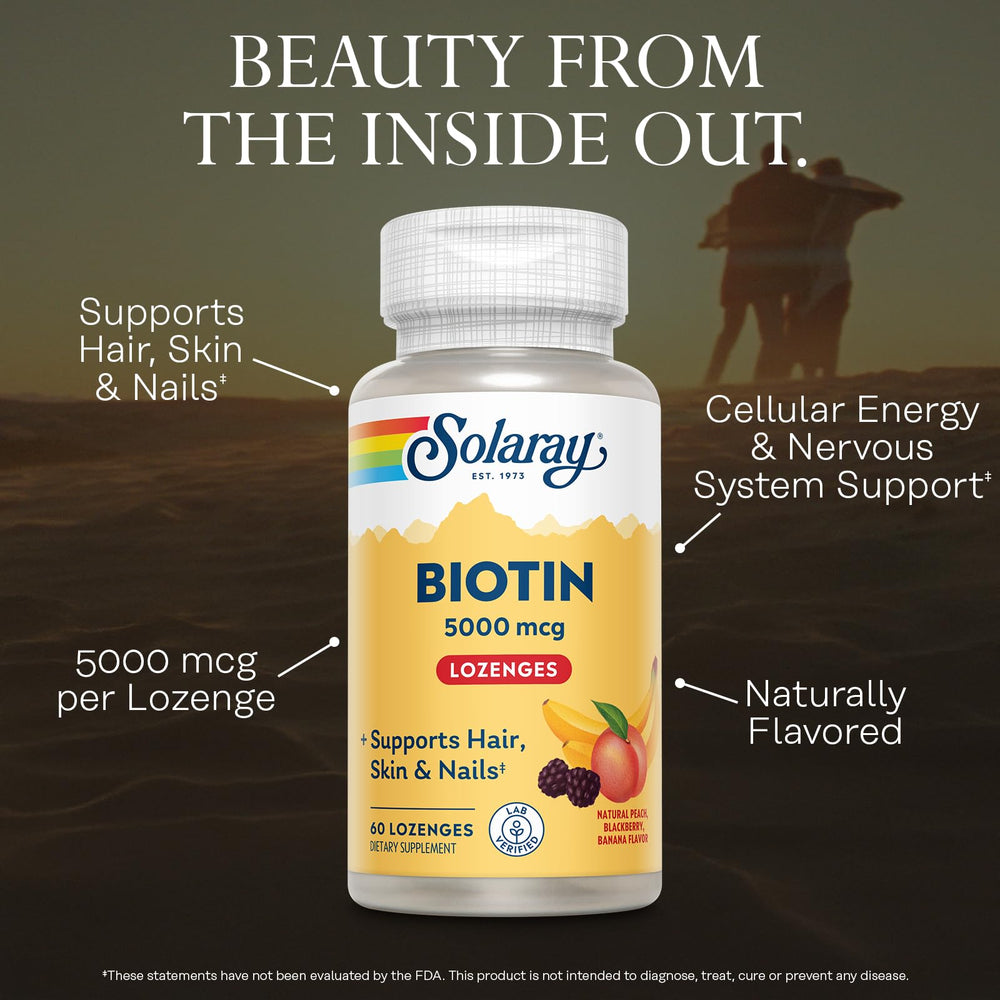 SOLARAY Biotin lozenge banana flavor tasty everyday use
