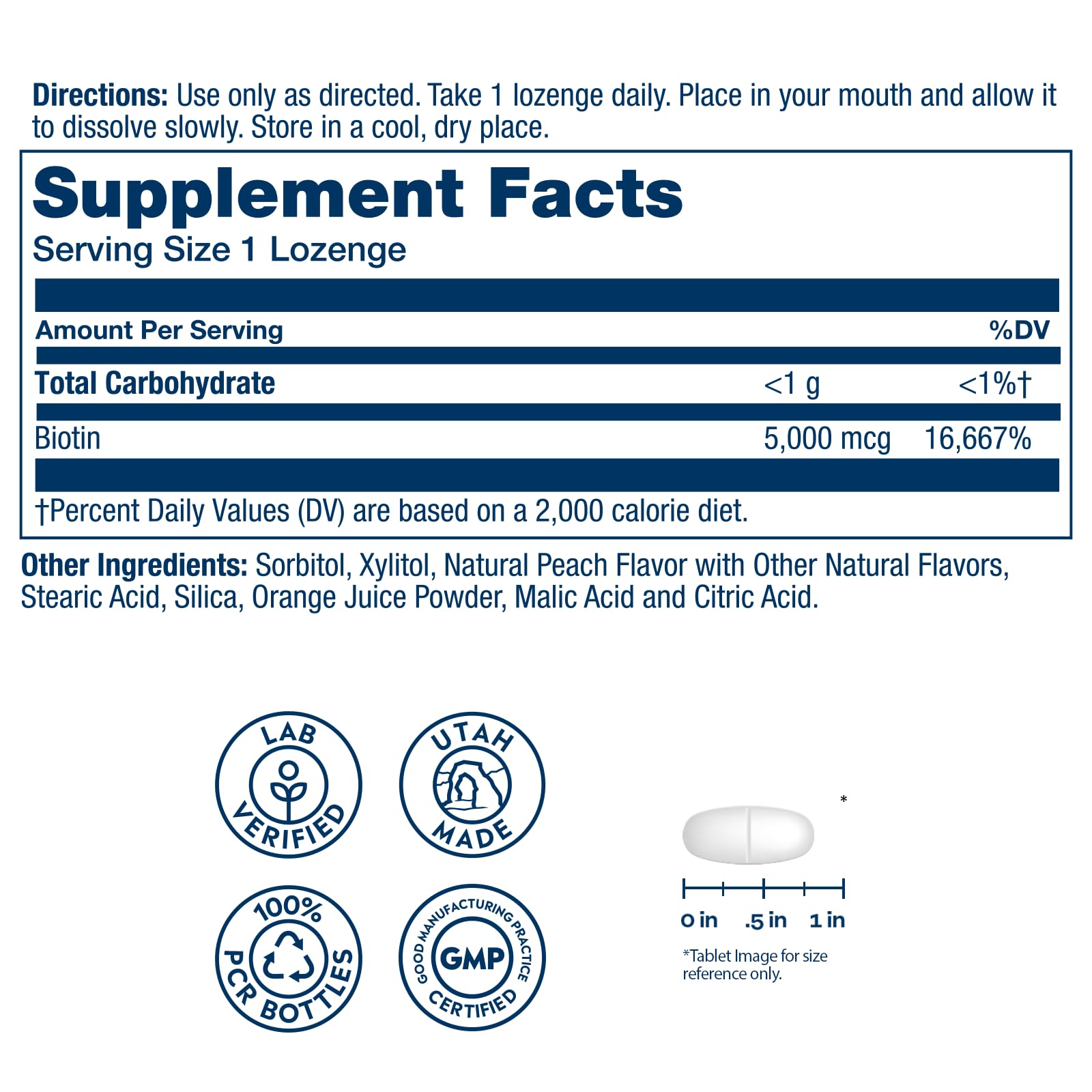 SOLARAY Biotin lozenge blackberry flavor convenient daily supplement
