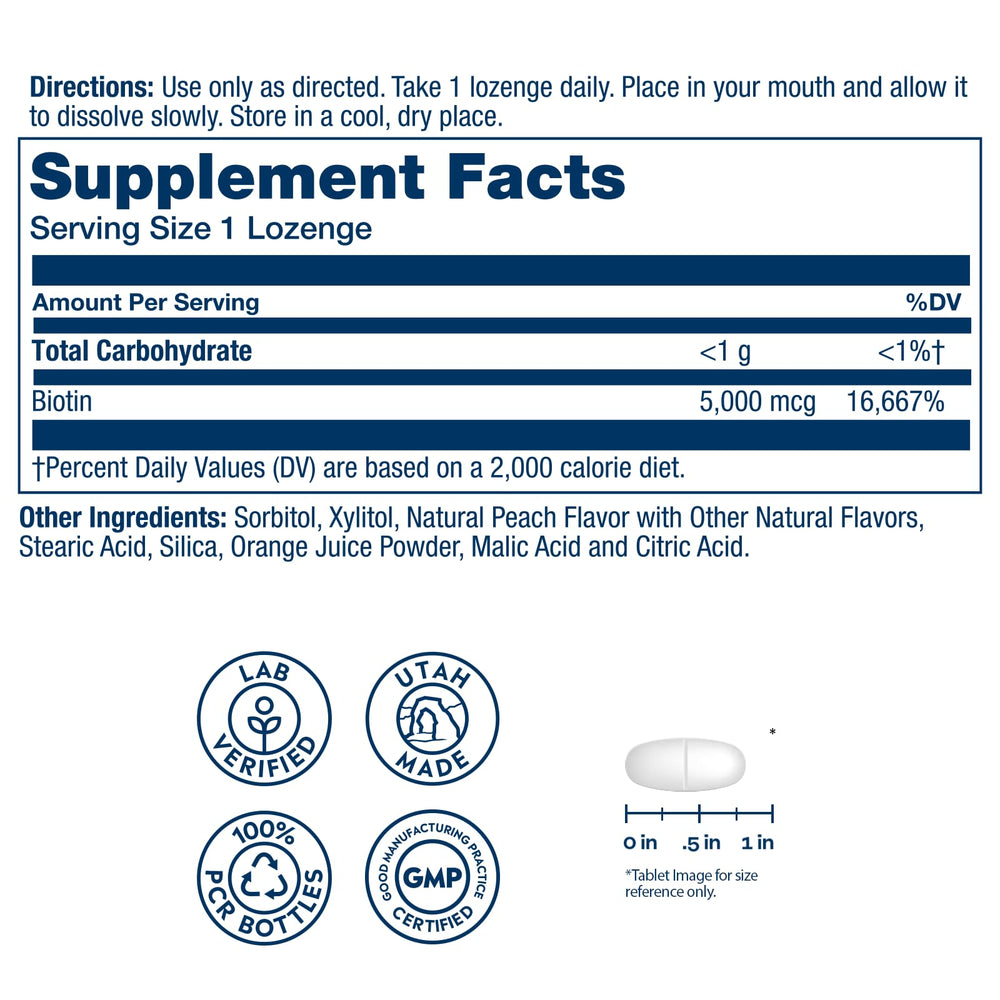 SOLARAY Biotin lozenge blackberry flavor convenient daily supplement