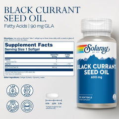 SOLARAY Black Currant Seed Oil capsules close-up for convenient fatty acid intake