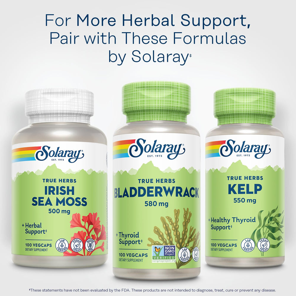 SOLARAY Bladderwrack empaque sostenible, botella reciclada