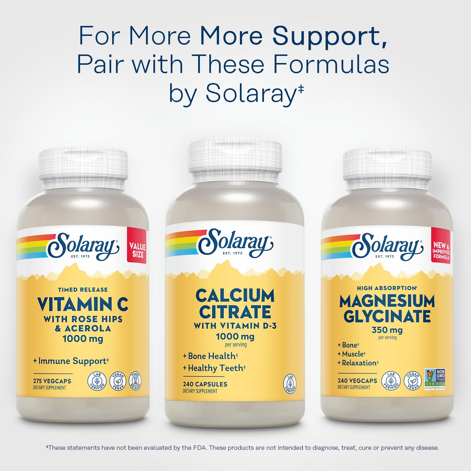 SOLARAY product image implying daily use for bone health benefits.