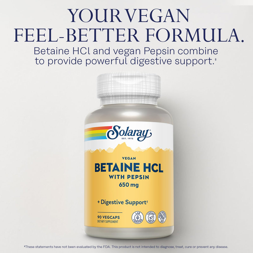 SOLARAY bottle closeup highlighting clean label and capsule format for meals