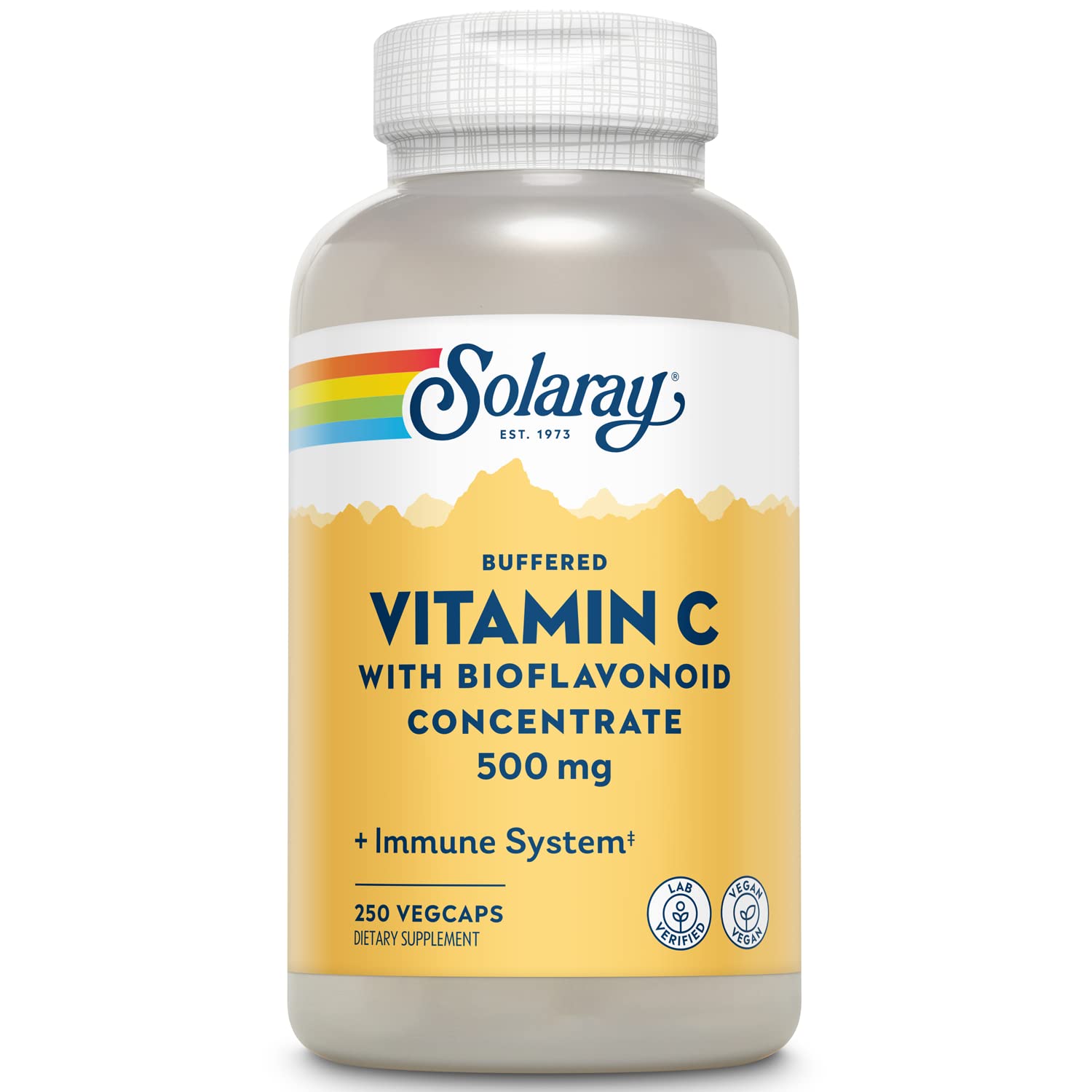 SOLARAY Buffered Vitamin C 500mg bottle front for daily immune support.