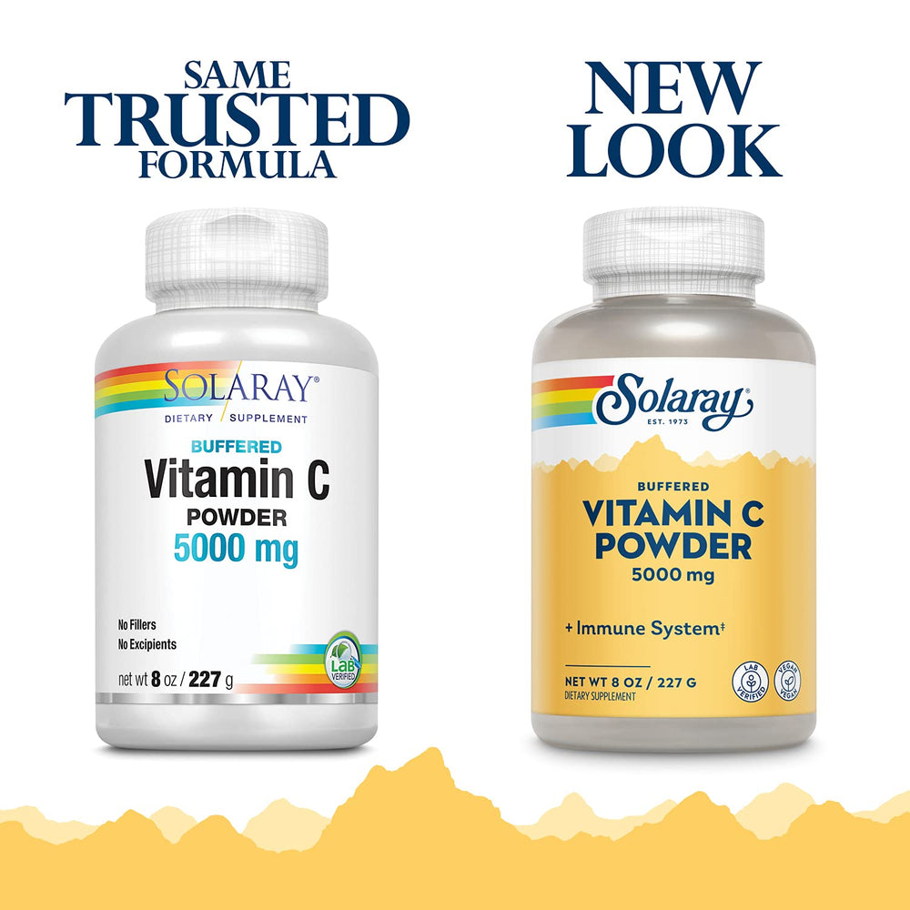 SOLARAY buffered vitamin C powder scoop, promoting gentler digestion with every measure.