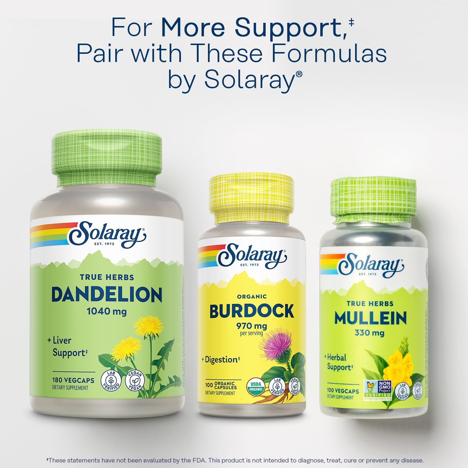 SOLARAY eco-packaging highlights sustainable bottles that support responsible sourcing.