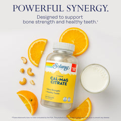 Solaray Cal Mag Citrate vegan capsules emphasize plant-based formula.