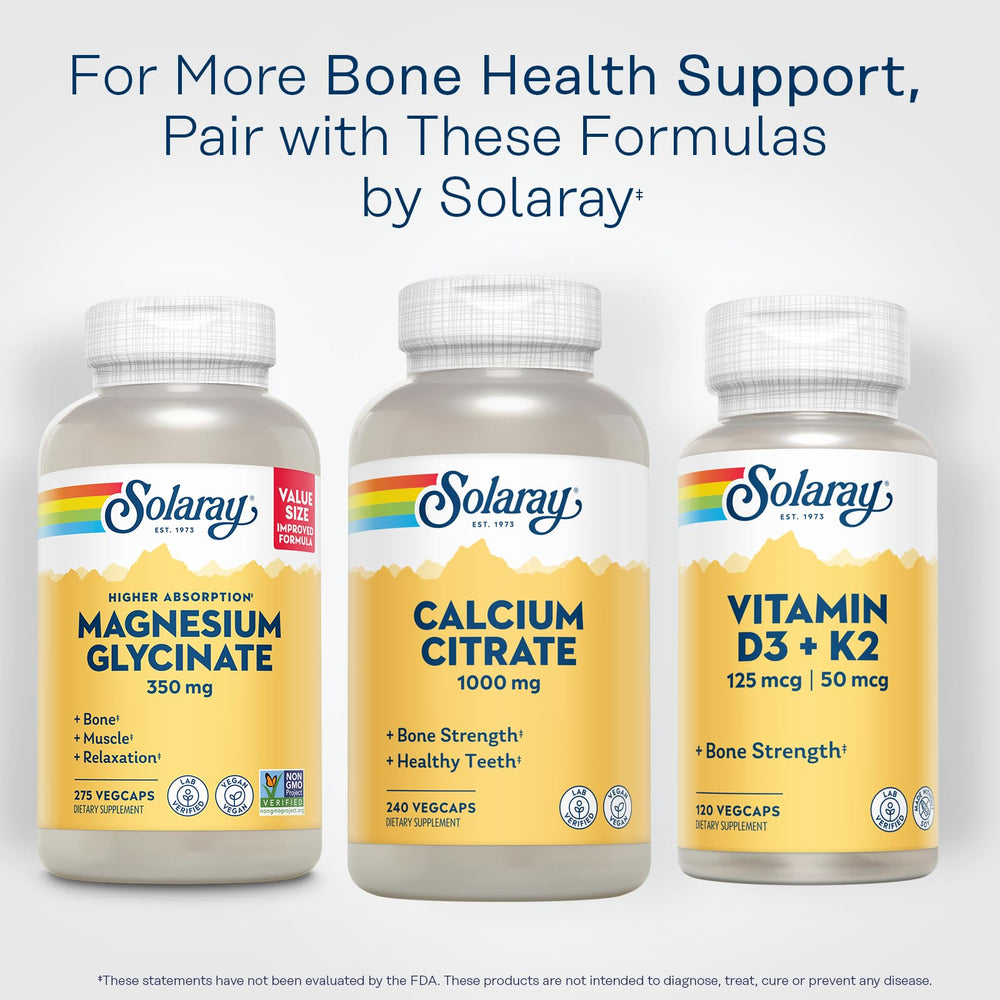 Solaray Calcium Citrate lab testing seal indicating quality control.