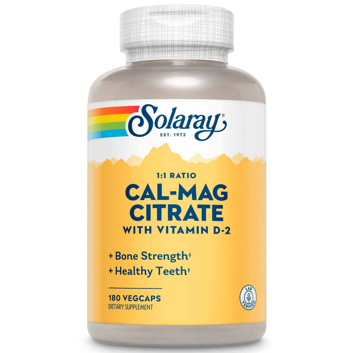 SOLARAY Calcium Magnesium Citrate bottle front for daily bone support