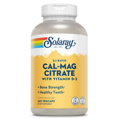 Solaray Calcium Magnesium Citrate bottle front showing 2:1 balance for daily mineral support.