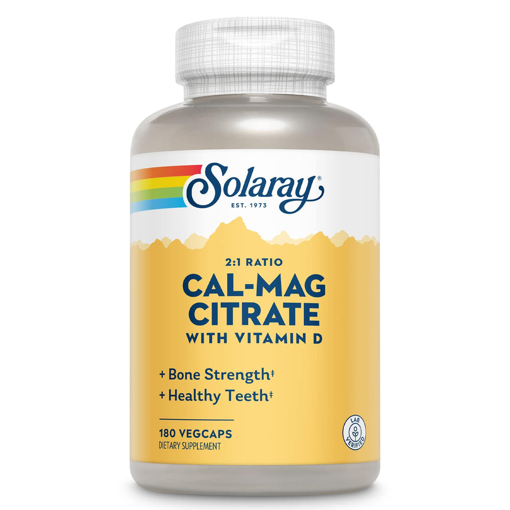 SOLARAY Calcium & Magnesium Citrate bottle for daily bone support