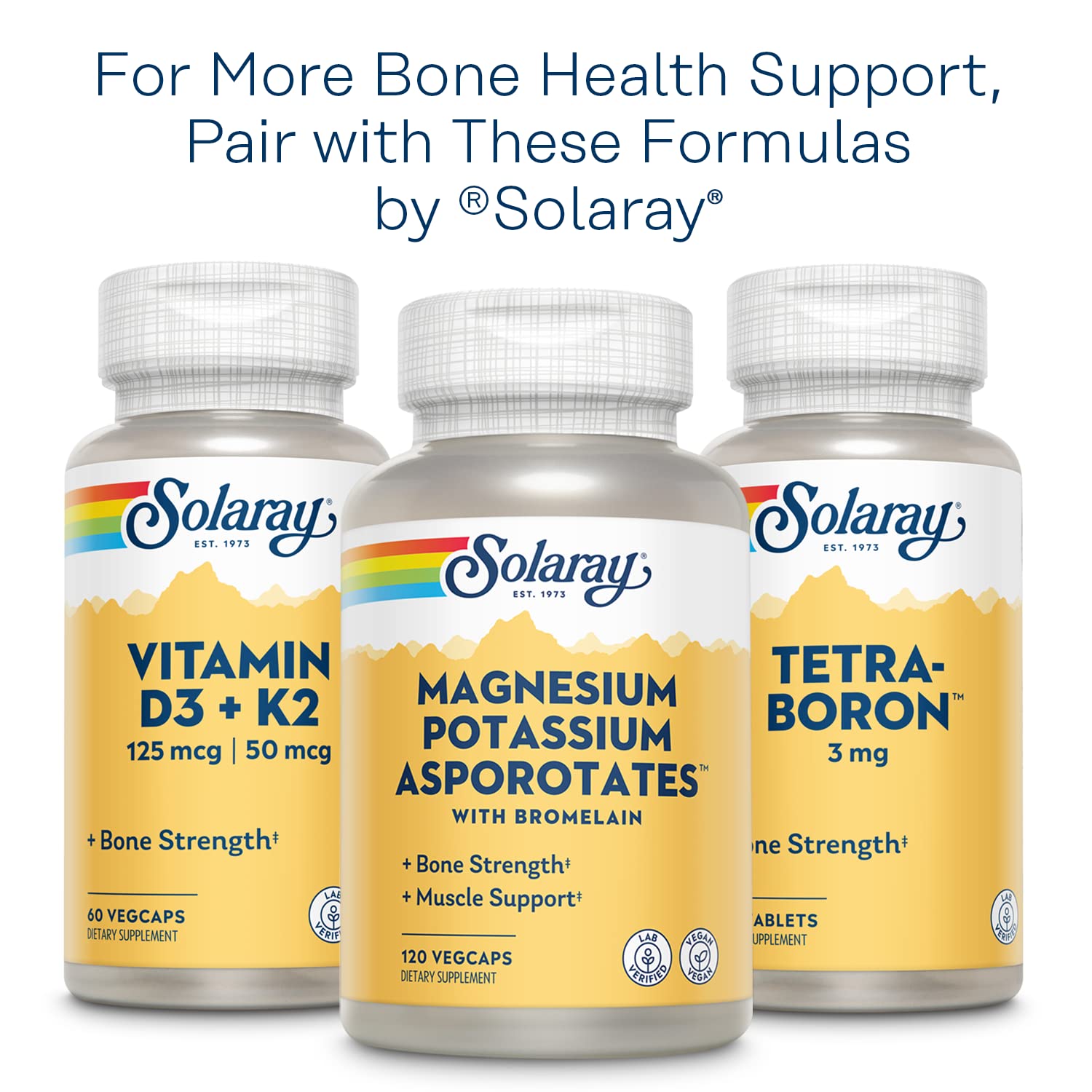 SOLARAY Calcium Magnesium Citrate lab-tested label indicating purity and potency