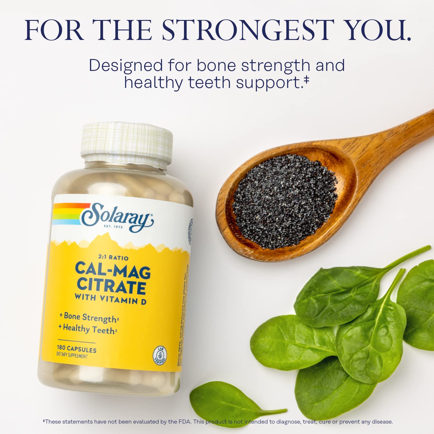 SOLARAY Calcium Magnesium Citrate label showing 2:1 ratio and D3