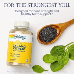 SOLARAY Calcium Magnesium Citrate label showing 2:1 ratio and D3