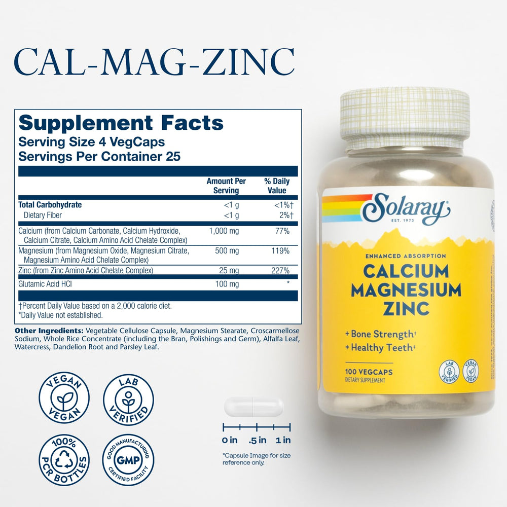 SOLARAY capsules provide daily minerals for bone, heart, and immune support.