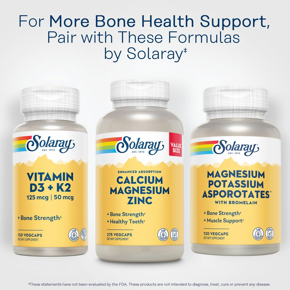 SOLARAY Calcium Magnesium Zinc eco-packaging supports sustainability and responsible care.