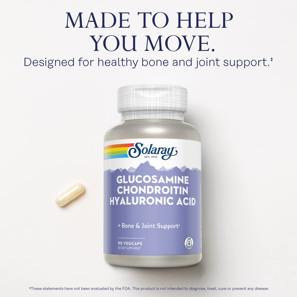 SOLARAY label front showcases glucosamine and chondroitin for connective tissue support