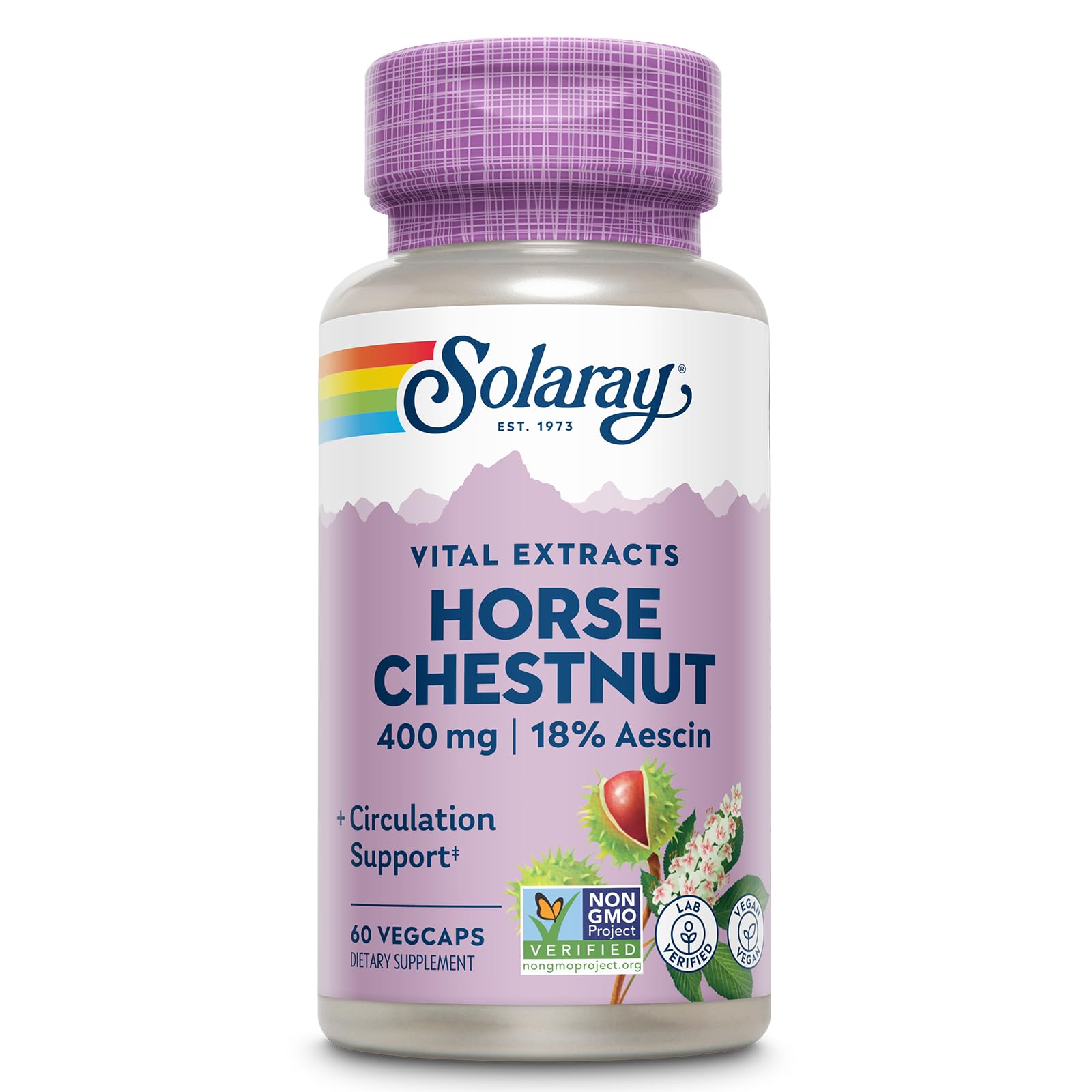 Solaray Castaño de Indias 400 mg en cápsulas vegetales para apoyar la circulación.