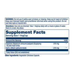 Solaray Cayenne Garlic capsules, a spicy garlic blend for everyday energy.