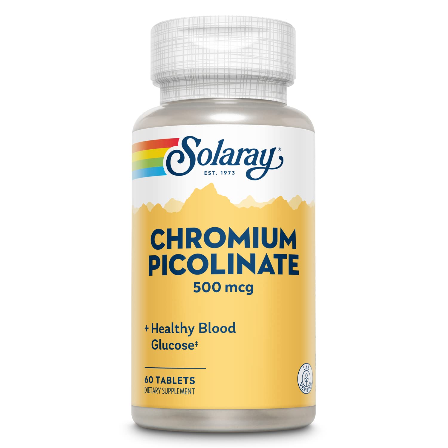 Solaray Chromium Picolinate bottle with 60 tablets for daily metabolism support