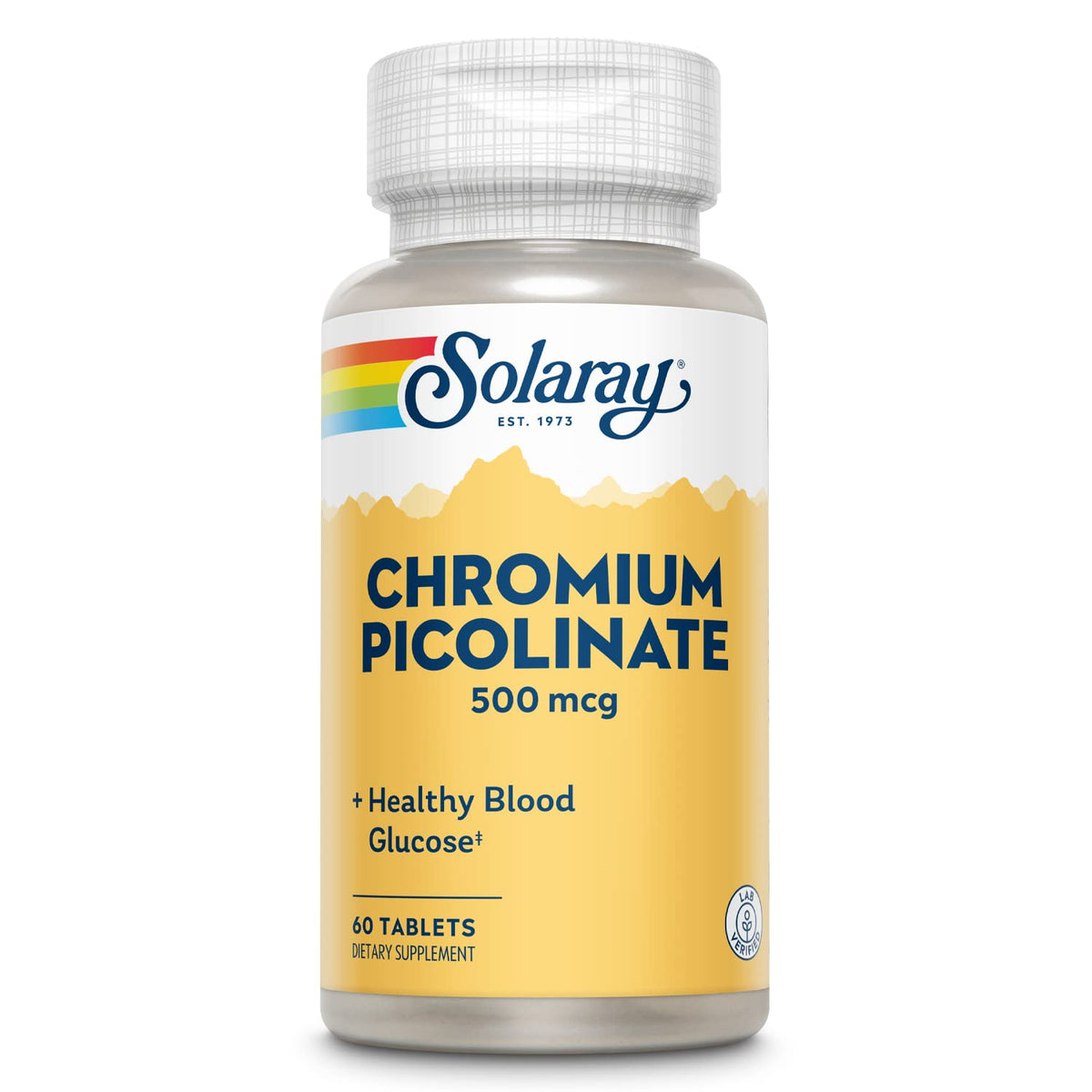 Solaray Chromium Picolinate bottle with 60 tablets for daily metabolism support