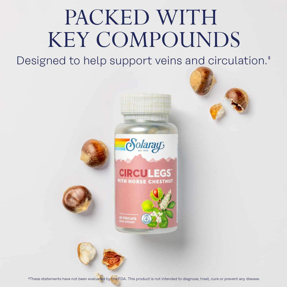 Close-up of Circulegs vegan capsules for easy daily dosing.