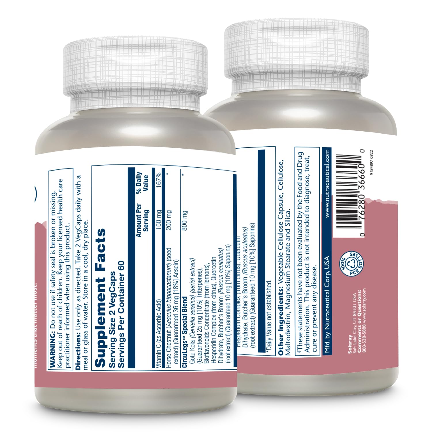 SOLARAY CircuLegs capsules close-up highlighting daily circulation support