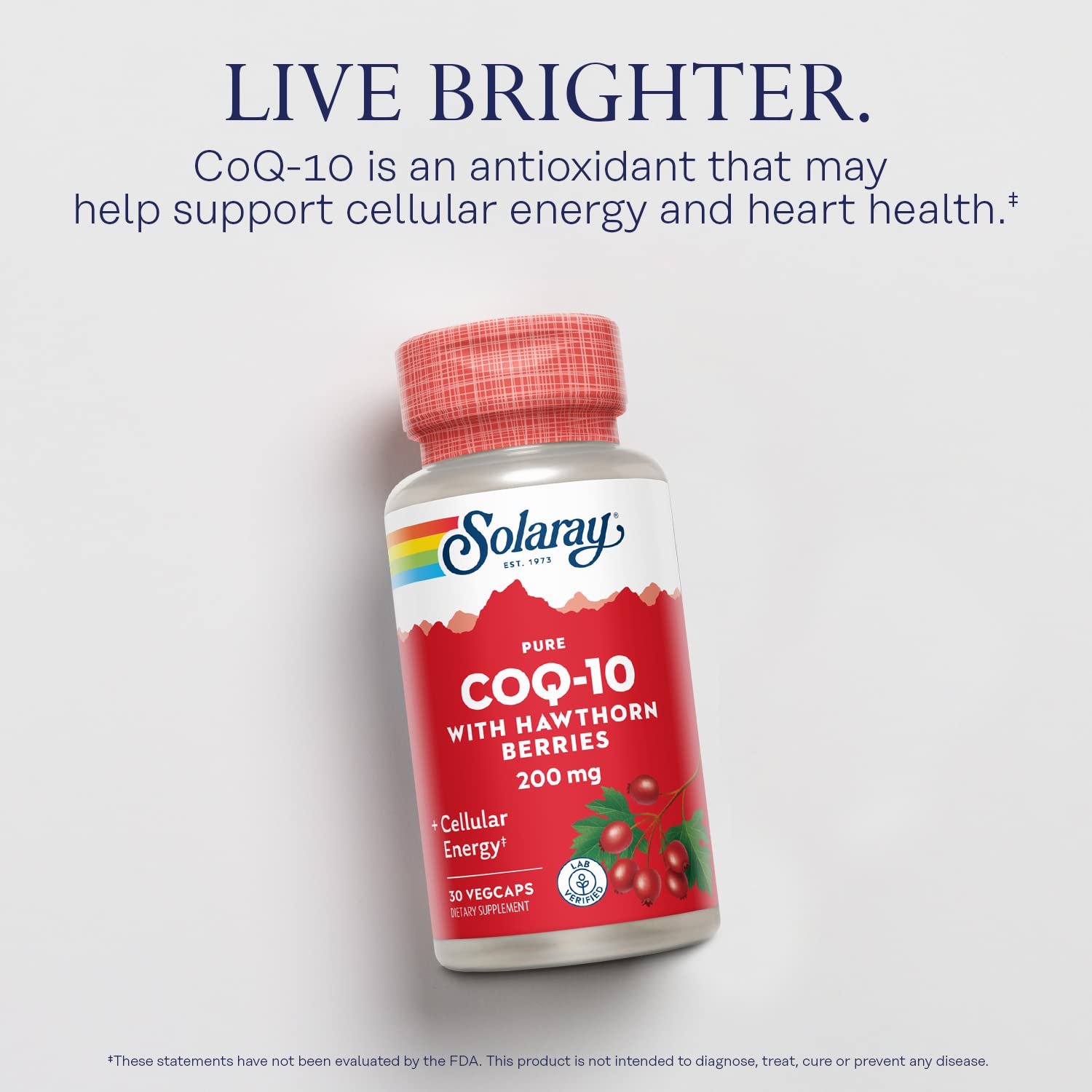 SOLARAY CoQ-10 hawthorn blend ingredients indicating heart health synergy
