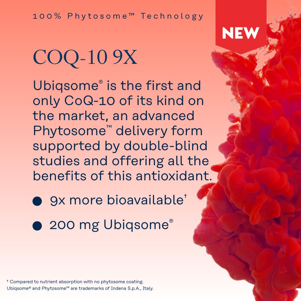 SOLARAY CoQ-10 Phytosome capsules emphasize easy-to-digest format and enhanced absorption potential