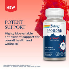 SOLARAY CoQ-10 Phytosome lab-test image highlights quality-controlled production