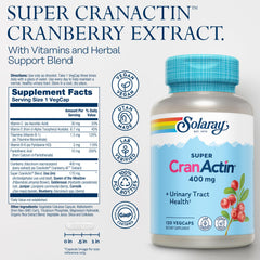 Solaray CranActin bottle front showing convenient cranberry extract.